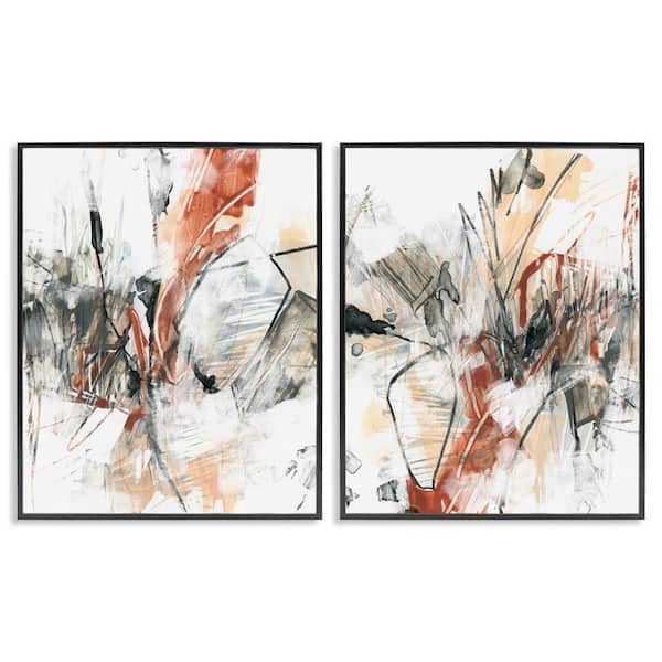 Stupell Industries Chaotic Scribbles Abstracts by June Erica Vess 2 Pieces Black Framed Abstract Giclee Art Print 14 in. x 11 in.