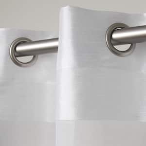 Navaro White Stripe Sheer Grommet Top Curtain, 54 in. W x 63 in. L (Set of 2)