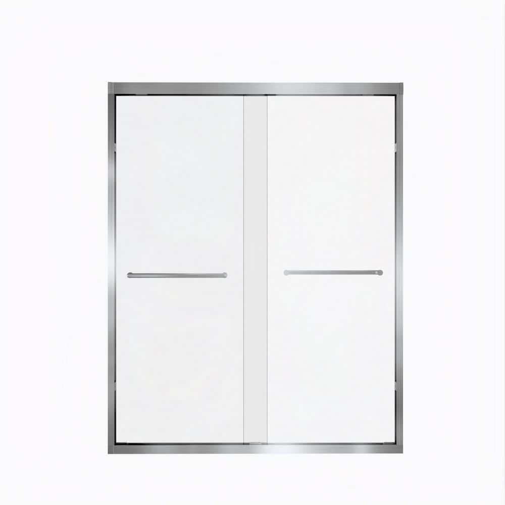 54 in. W x 72 in. H Double Sliding Framed Shower Door in Brushed Nickel Finish with Clear Tempered Glass price history on PriceWatchPro