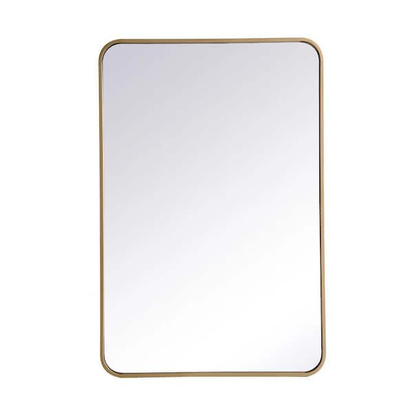 Anky 24 in. W x 36 in. H Rectangle Aluminum Alloy Wall Mirror Horizontal and Vertical Bathroom Vanity Mirror in Gold