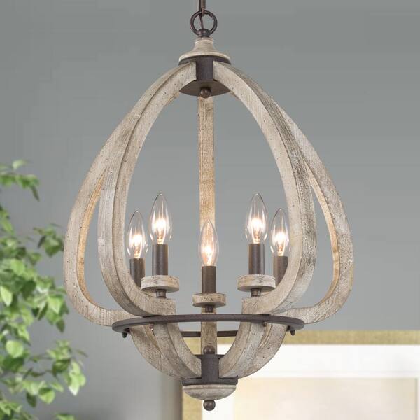 Uolfin Modern Farmhouse Candlestick Wood Chandelier Maya 5 Light Lantern Dining Room Metal Pendant 87nuayhd23707uu Uolfin Modern Farmhouse Candlestick, Rustic Wood Basket Lantern Chandelier