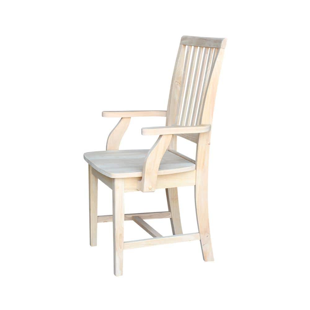 Traditional High-Back Unfinished Parawood Mission Arm Chair
