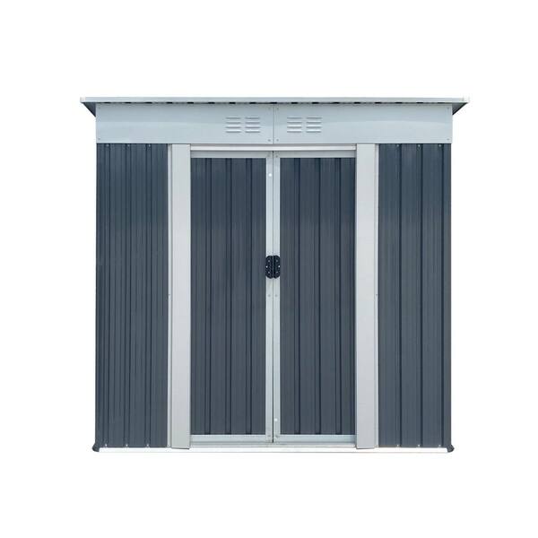 JimsMaison 6 ft. W x 4 ft. D Gray Metal Outdoor Storage Shed with