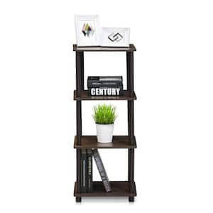 36.5 in. Walnut/Brown Plastic 4-shelf Etagere Bookcase with Open Back