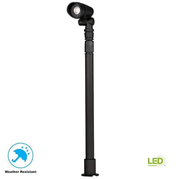 Hampton Bay 10-Watt Equivalent Low Voltage Black Integrated LED Outdoor Landscape Telescoping Spot Light