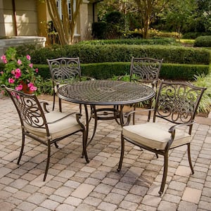 Traditions 5-Piece Patio Outdoor Dining Set with 4-Cast Aluminum Dining Chairs and 48 in. Round Table