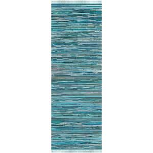 Rag Rug Blue/Multi 2 ft. x 8 ft. Gradient Striped Runner Rug