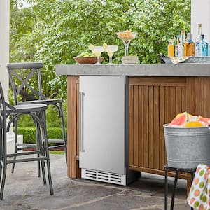 15 in. 130 Cans 3.53 cu. ft. Built-in/Freestanding Outdoor Refrigerator in Stainless Steel with Interior Light