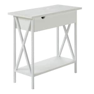 Tucson 11.25 in. White 24 in. Rectangle Particle Board End Table with Flip Top and Charging Station