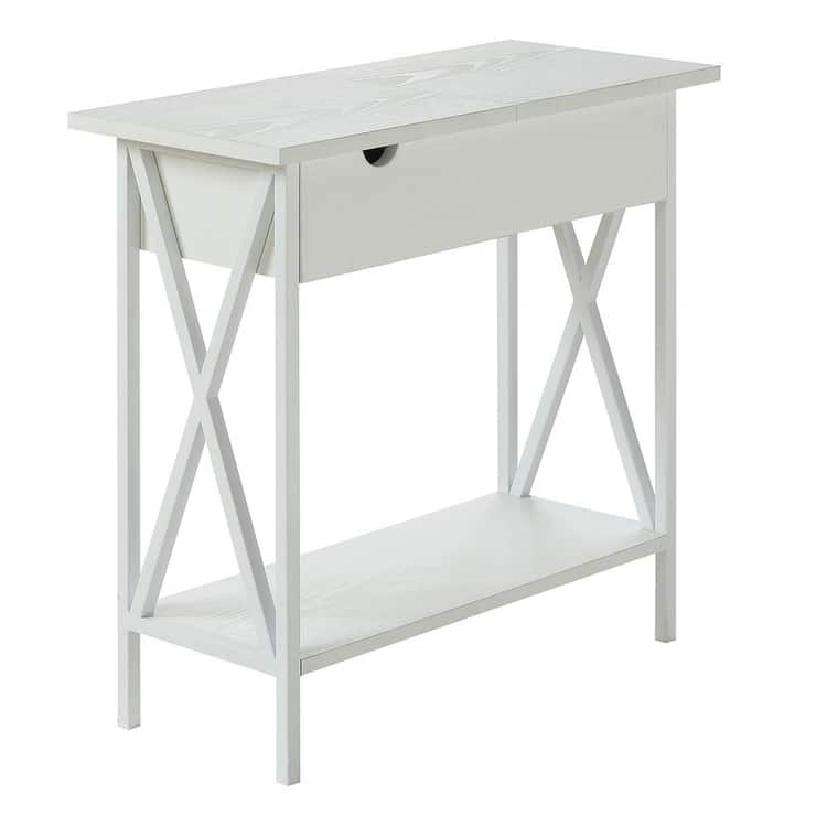 Convenience Concepts Tucson Electric Flip-Top Table in White Wood Finish