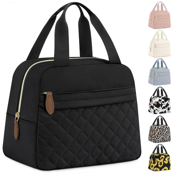 Adrinfly Black Reusable Lunch Bag Set of 1, Compact, Insulated, Lightweight and Durable for Daily Use