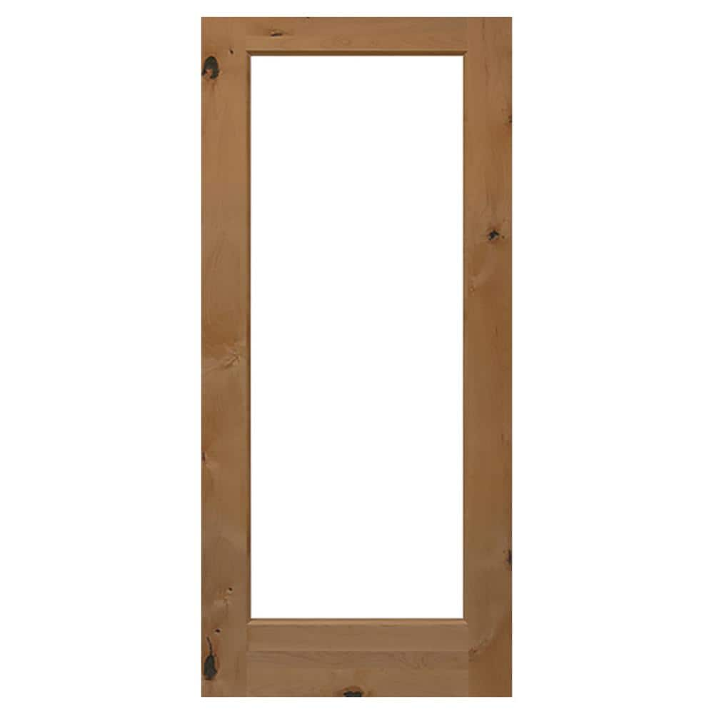 Builders Choice 30 In X 80 In Universal Full Lite Clear Glass Unfinished Knotty Alder Wood