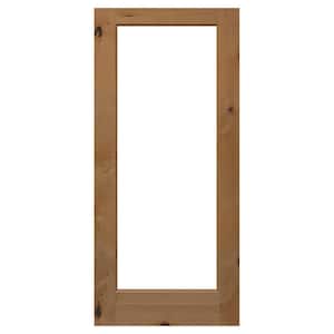 30 in. x 80 in. Universal Full Lite Clear Glass Unfinished Knotty Alder Wood Front Door Slab with Ovolo Sticking