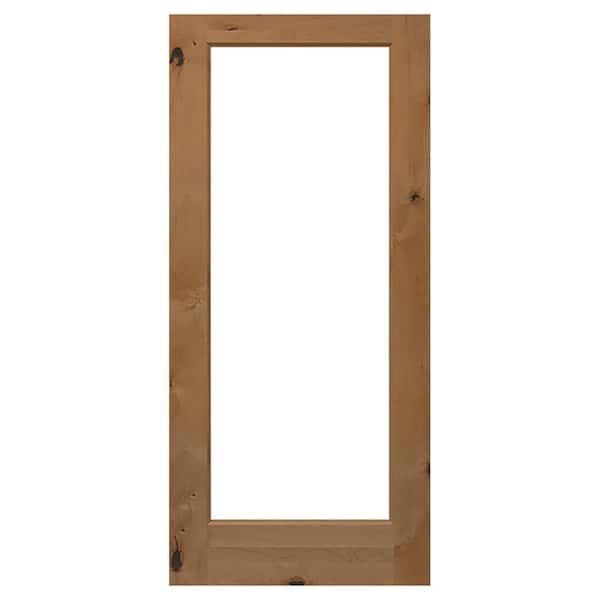 Builders Choice 30 in. x 80 in. Universal Full Lite Clear Glass Unfinished Knotty Alder Wood Front Door Slab with Ovolo Sticking
