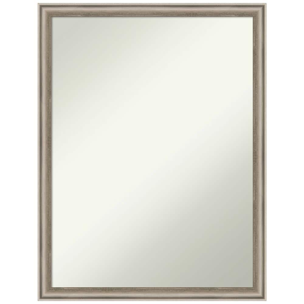 Salon Scoop Pewter 20 in. x 26 in. Non-Beveled Casual Rectangle Wood Framed Wall Mirror in Silver -  Amanti Art, A38868262302