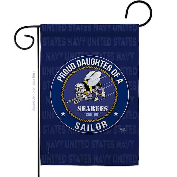 Breeze Decor 13 in. x 18.5 in. Seabees Proud Daughter Sailor Garden Flag Double-Sided Armed Forces Navy Decorative