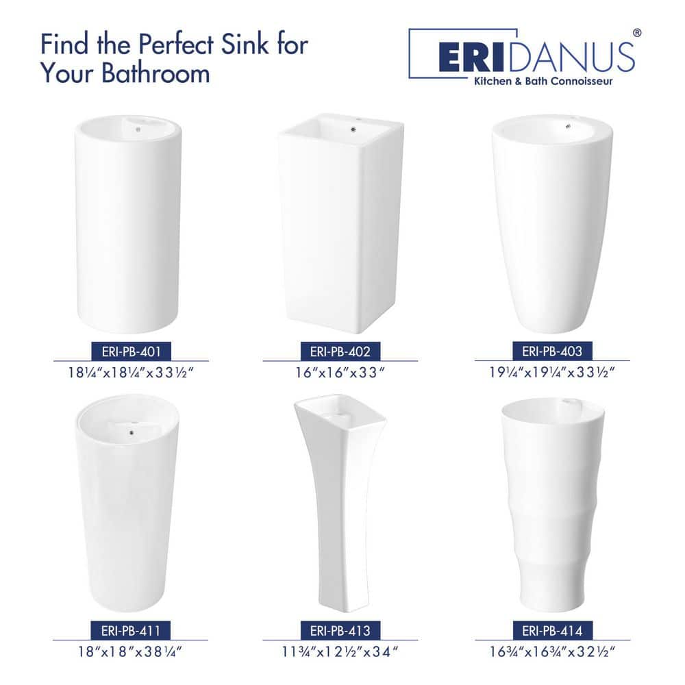 Crisp White Ceramic Round Pedestal Bathroom Sink with Overflow