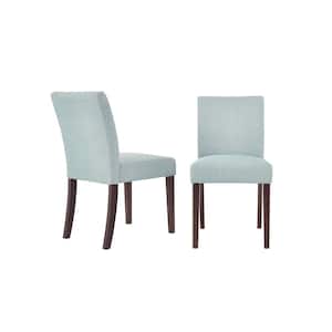 Banford Charleston Blue Upholstered Dining Chair with Sable Brown Wood Legs (Set of 2)