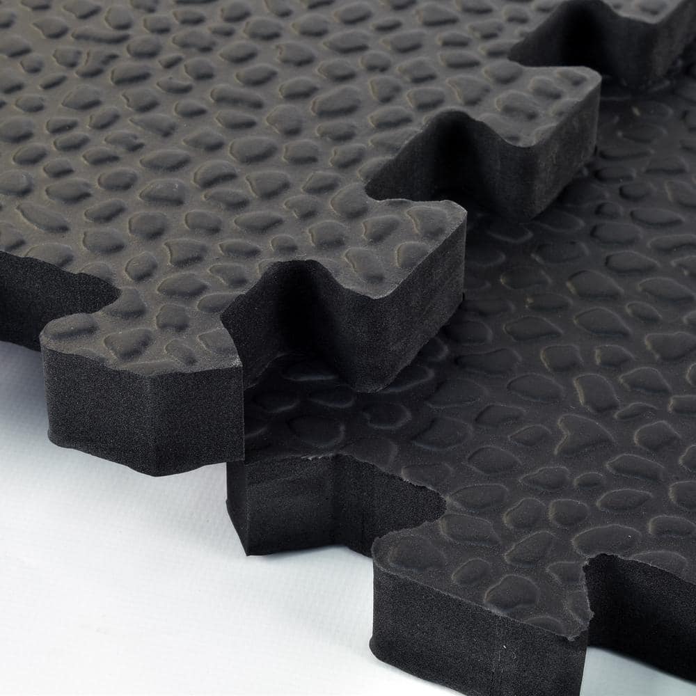 Black Pebble Top Interlocking Foam Gym Floor Tiles 24" x 24"