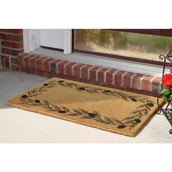 Heavy Duty Evergreen Brown 22 in. x 36 in. Coir Plain Indoor Outdoor Door Mat