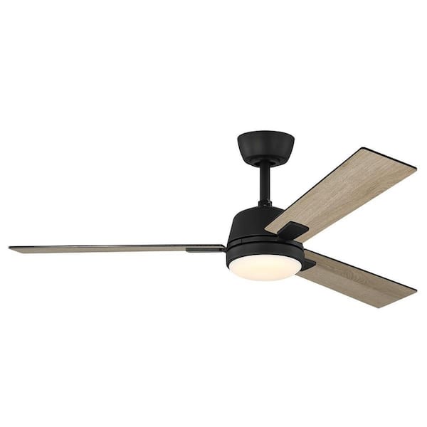 Verano 52 in. Matte Black Downrod Standard Ceiling Fan with 3-Blades, White Adjustable LED Light, DC Motor, and Remote