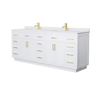 Beckett TK 84 in. W x 22 in. D x 35 in. H Double Bath Vanity in White with White Cultured Marble Top