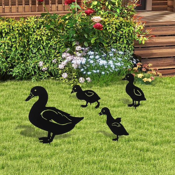 Glitzhome 18 in. H Multi-functional 2-in-1 Black Metal Duck
