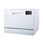 24 in. White Electronic Portable 120-volt Dishwasher with 6-Cycles with 6-Place Settings Capacity