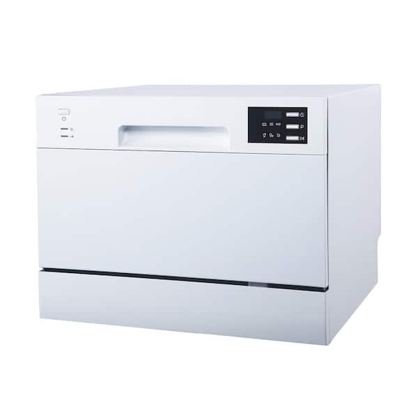 SPT 24 in. White Electronic Portable 120-volt Dishwasher with 6-Cycles with 6-Place Settings Capacity