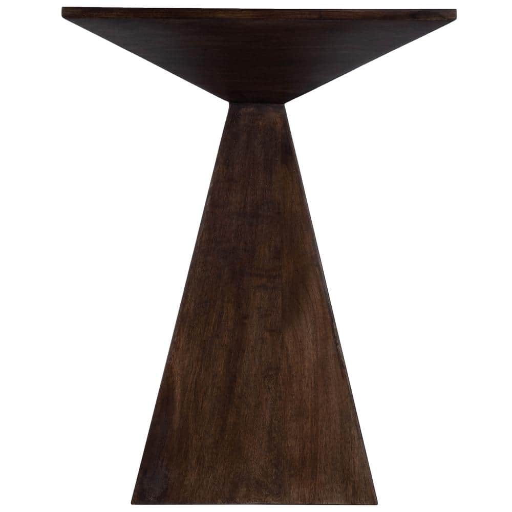 Triangular Mango Wood & Metal End Table with Storage - Coffee