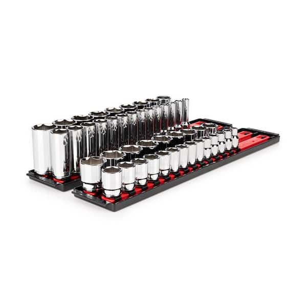 TEKTON 1/2 in. Drive 6-Point Socket Set with Rails (10 mm-32 mm) (46-Piece)
