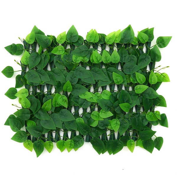 Wellco 78.7 x 17.7 in. Expandable Plastic Garden Fence Artificial Leaves Privacy Screen Panel for Balcony Patio Green Leaves