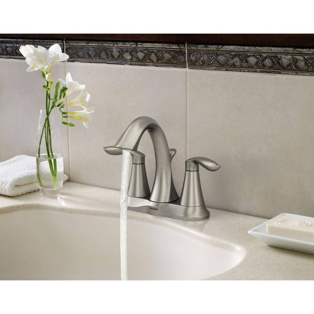 Eva Brushed Nickel 4-Inch Centerset Bathroom Faucet with Drain Assembly