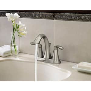 Eva 4 in. Centerset 2-Handle High-Arc Bathroom Faucet in Brushed Nickel