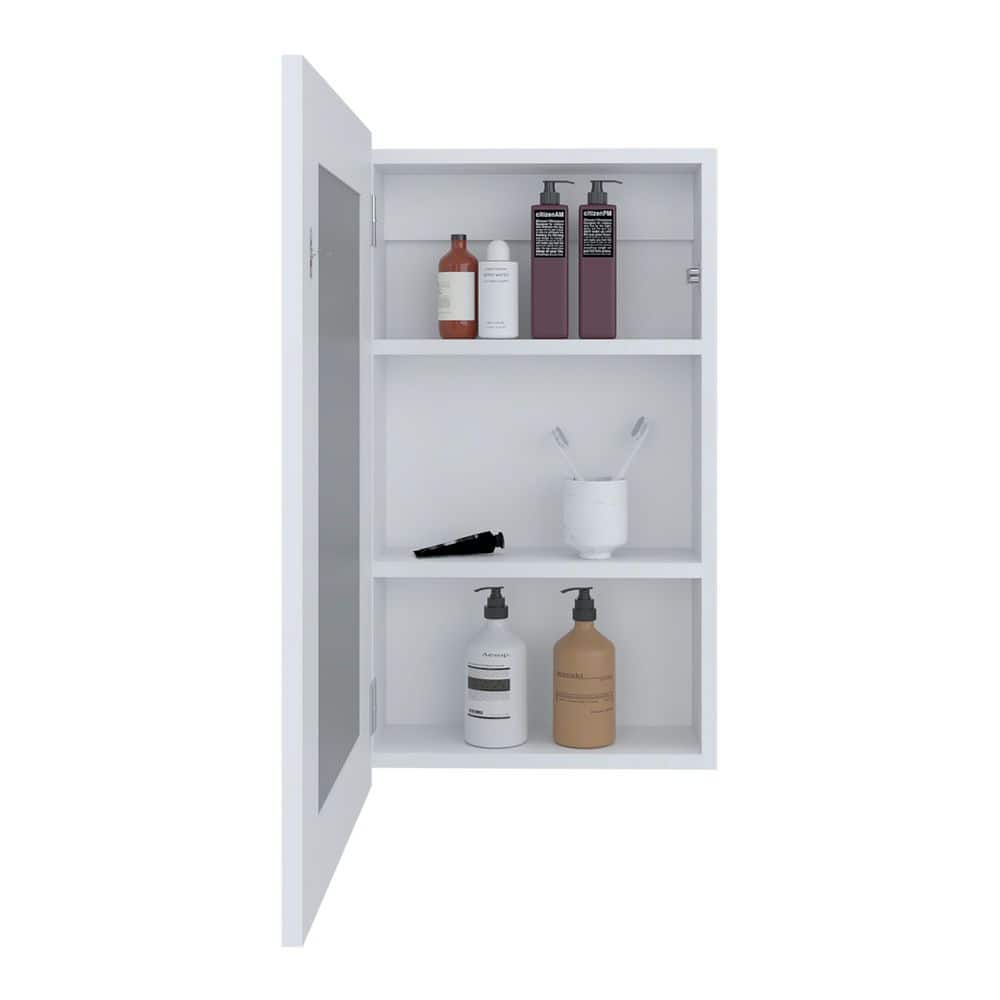 15.3 in. W x 25.7 in. H White Wall Mounted Rectangular Medicine Cabinet with Mirror and 3 Shelves price history on PriceWatchPro