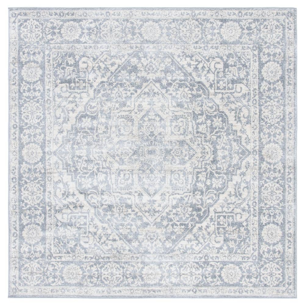 SAFAVIEH Brentwood Light Gray/Ivory Doormat 3 ft. x 3 ft. Square ...