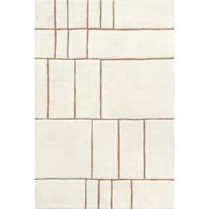 Brega Geometric New Zealand Wool 9 ft. x 12 ft. Cream Indoor Area Rug