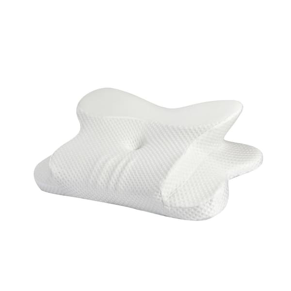 Neck Support Pillow White Medium Firm Cool Memory Foam Rectangular Pillow with Removable Pillowcase