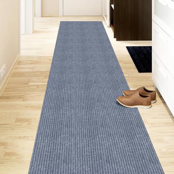 Sweet Home Stores Ribbed Waterproof Non-Slip Rubberback Solid Runner Rug, 2  ft. 7 in. x 11 ft., Gray, Polyester Garage Flooring SH-SRT703-3X11 - The  Home Depot