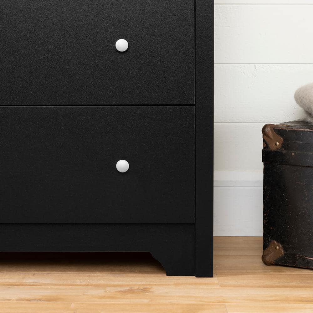 Black Double Nursery Dresser with Soft Close Drawers and Casters