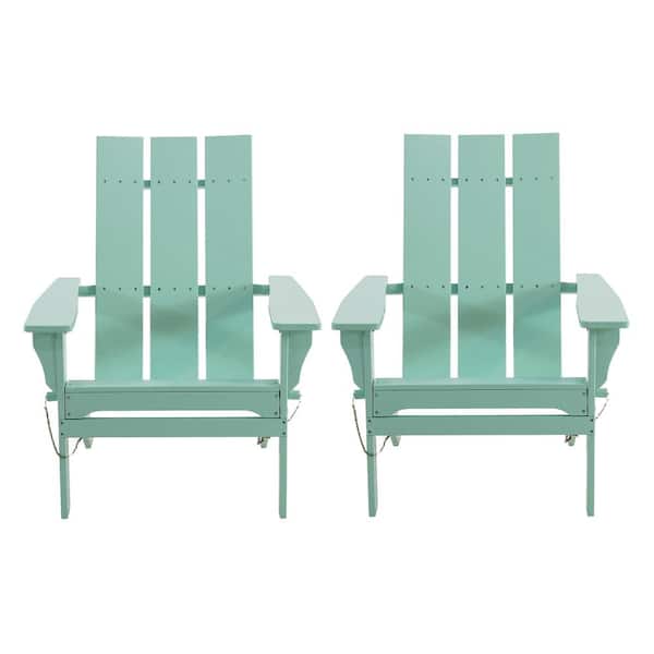 Noble House Eliphaz Light Mint Folding Wood Adirondack Chair (2-Pack)