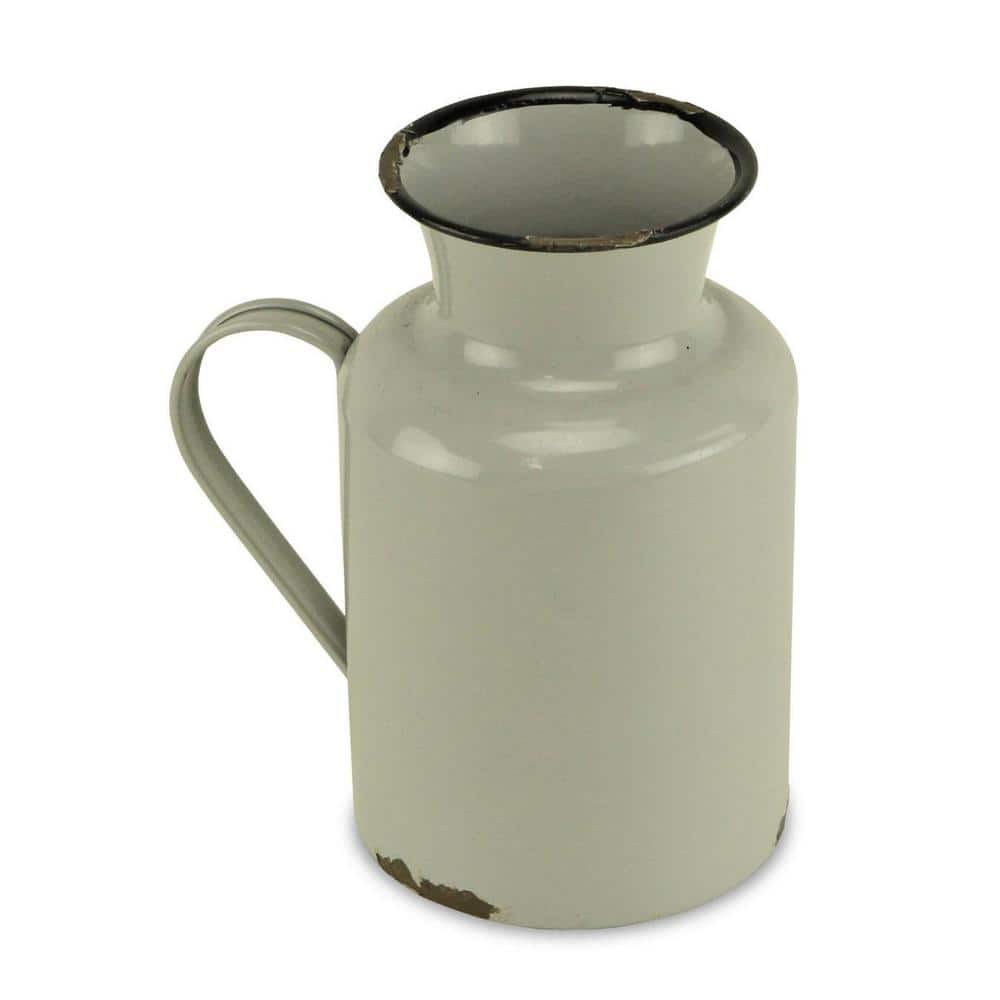 Small Gray and Black Metal Rustic Decorative Water Jug