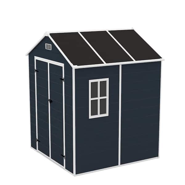 6 ft. W x 6 ft. D Storage Shed, Outdoor Resin Shed with Window and Double-Door, with Resin Floor 32 sq. ft. Gray