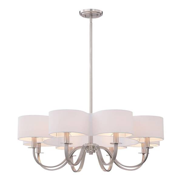 Eurofase Bertucci Collection 8-Light Satin Nickel Chandelier with Fabric Shade