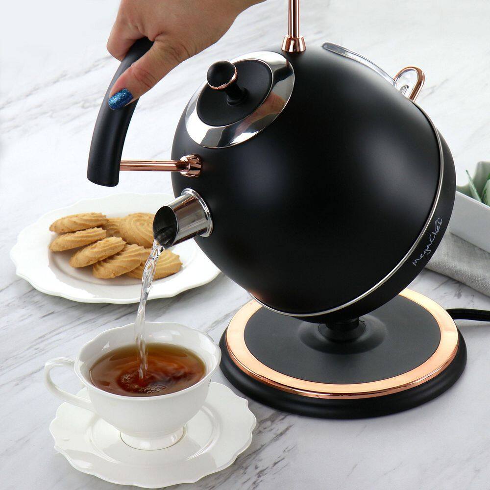 MegaChef 1.8 Liter Matte Black and Rose Gold Electric Kettle