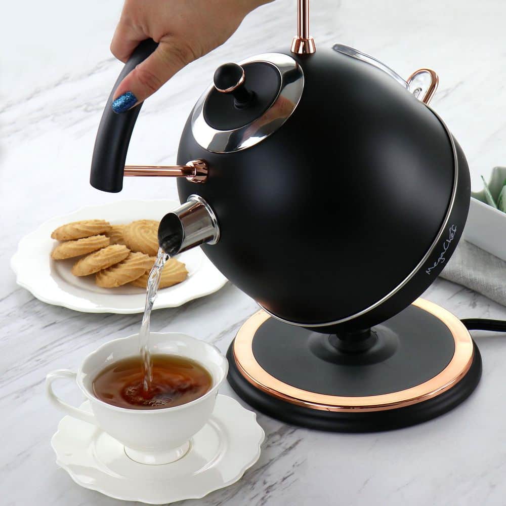 MegaChef 1.8 Liter Matte Black and Rose Gold Electric Kettle