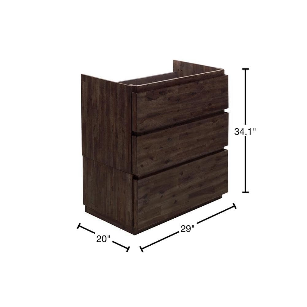 Formosa 29" Dark Brown Acacia Wood Freestanding Vanity Base