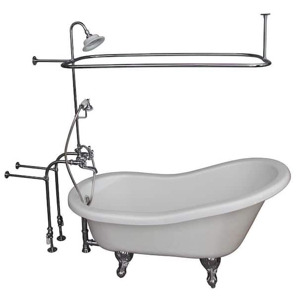 Barclay Products 5.6 ft. Acrylic Ball and Claw Feet Slipper Tub in White with Polished Chrome Feet