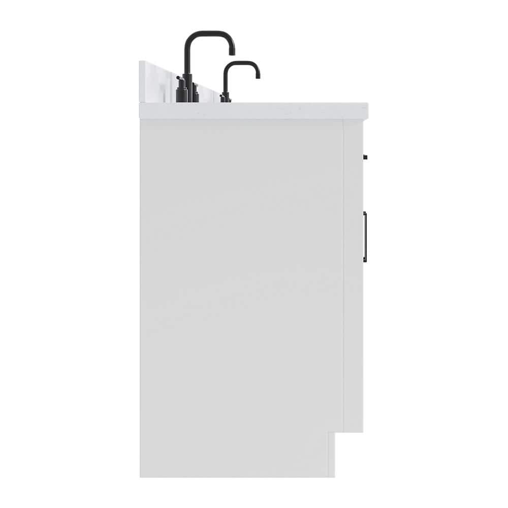 Hepburn 60" White Hardwood Double Basin Vanity Set
