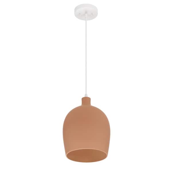 Sienna 60-Watt 1 Light Terracotta Large Bell Shaped Pendant Light with Ceramic Shade